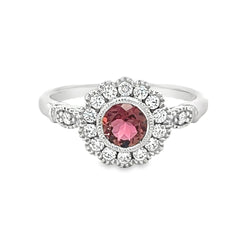 18ct White Gold Pink Tourmaline & Diamond Ring