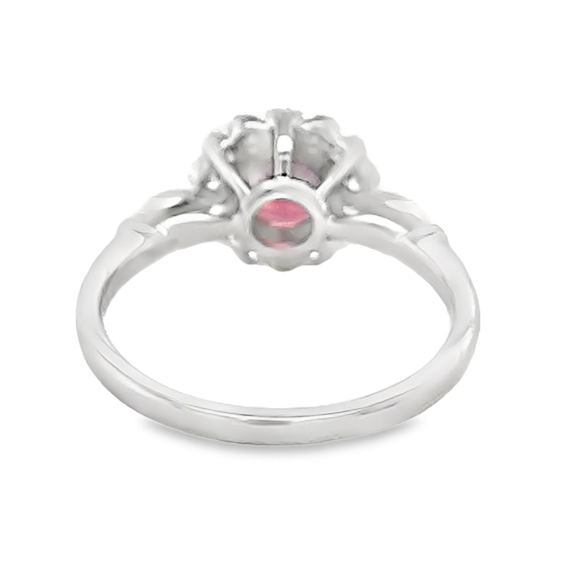 18ct White Gold Pink Tourmaline & Diamond Ring rear