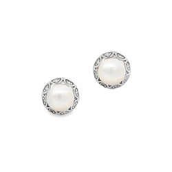 Freshwater Cultured Pearl & Diamond Earring 9ct Gold