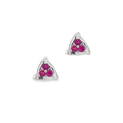 Ruby Trio Stud Earrings 9ct White Gold