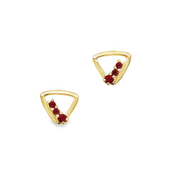 Ruby Triangular Stud Earrings 9ct Gold