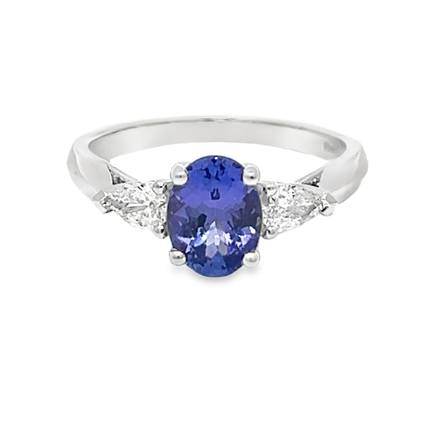 Tanzanite & Diamond Trilogy Ring Platinum