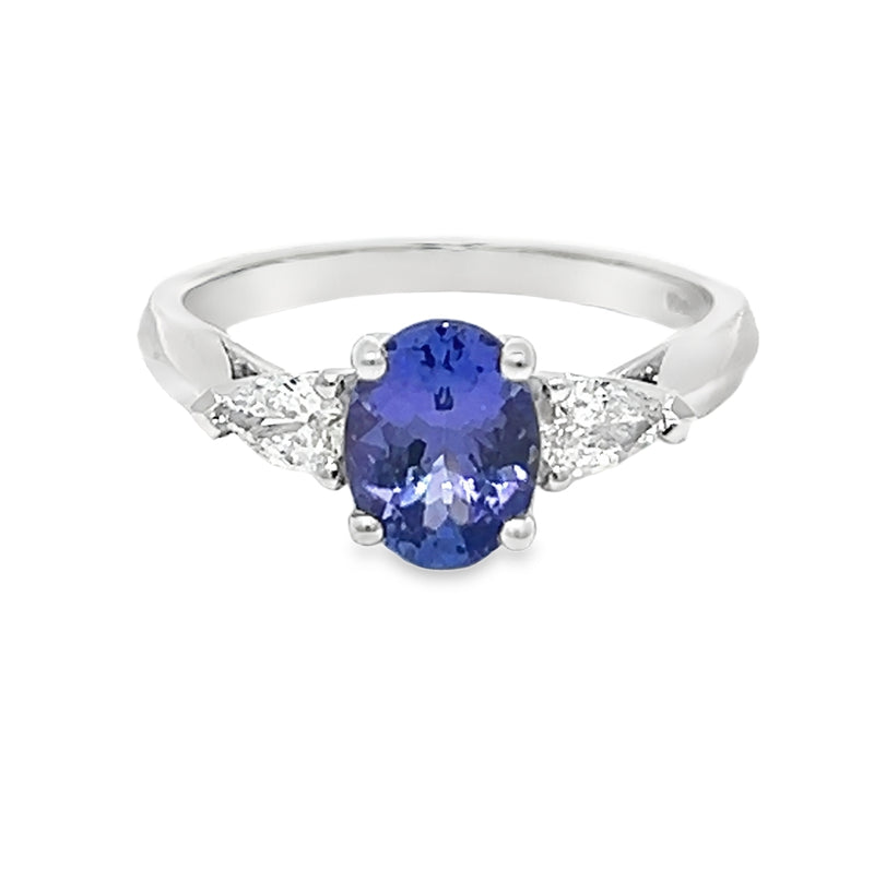 Tanzanite & Diamond Trilogy Ring Platinum