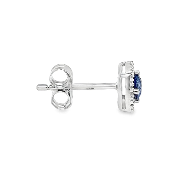 9ct White Gold Ceylon Sapphire & Diamond Earrings side