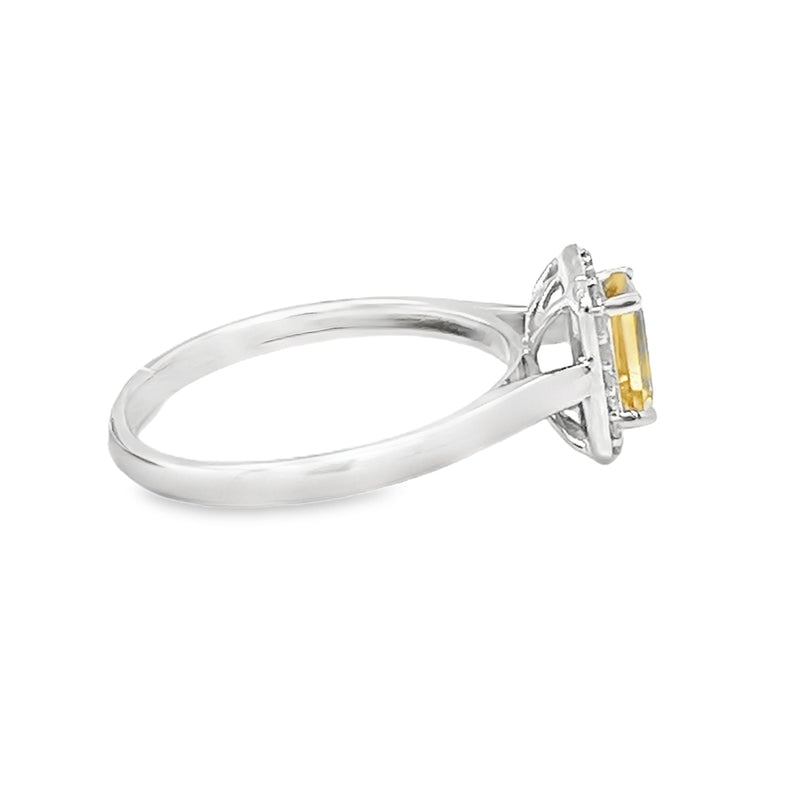 9ct White Gold Citrine & Diamond Ring side 2