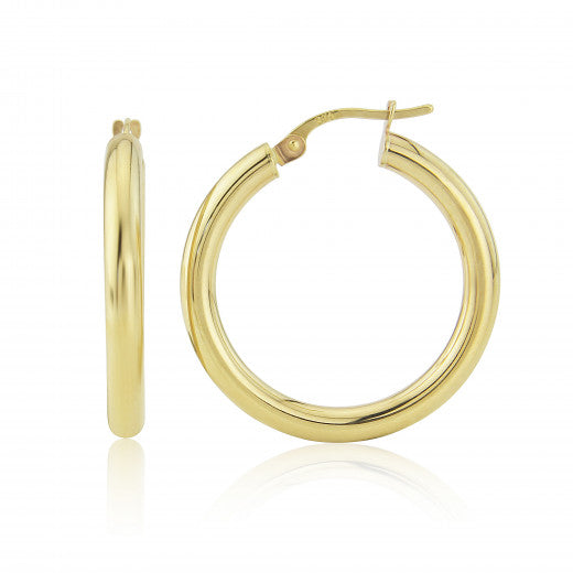 9ct Yellow Gold 20mm Polished Hoop Earrings side