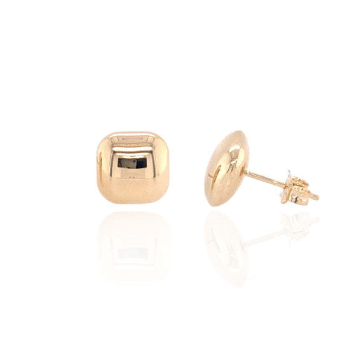 9ct Yellow Gold Puff Cushion Stud Earrings side