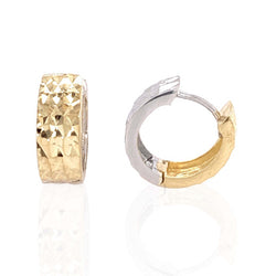 9ct Yellow & White Gold Hammered Hoop Earrings