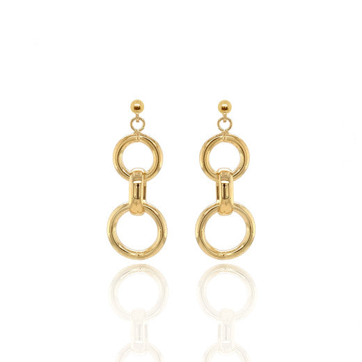 9ct Yellow Gold Circle Drop Earrings