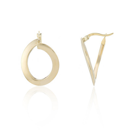 9ct Yellow Gold Oval Twist Earrings