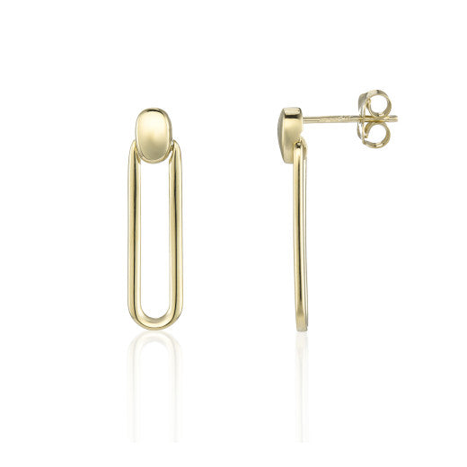 9ct Yellow Gold Paper Clip Drop Earrings