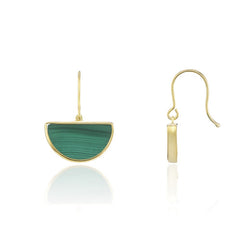 9ct Yellow Gold Malachite Drop Earrings