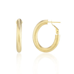 9ct Yellow Gold Fine Twist Texture Hoop Earrings