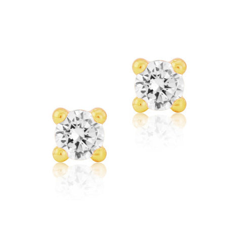 9ct Yellow Gold Round CZ Earrings