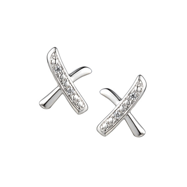 Love & Kisses Silver CZ Earrings by Amore