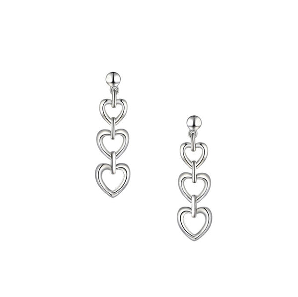 Unity Heart Silver Drop Earrings by Amore