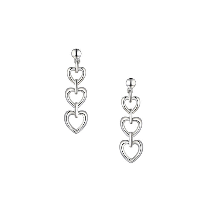 Unity Heart Silver Drop Earrings by Amore