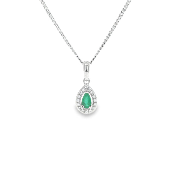 Amore Sterling Silver Emerald & CZ Necklace