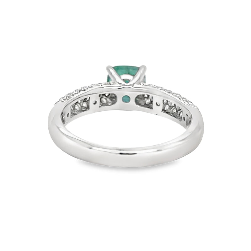 Square Emerald & Pave Diamond Ring 18ct White Gold rear