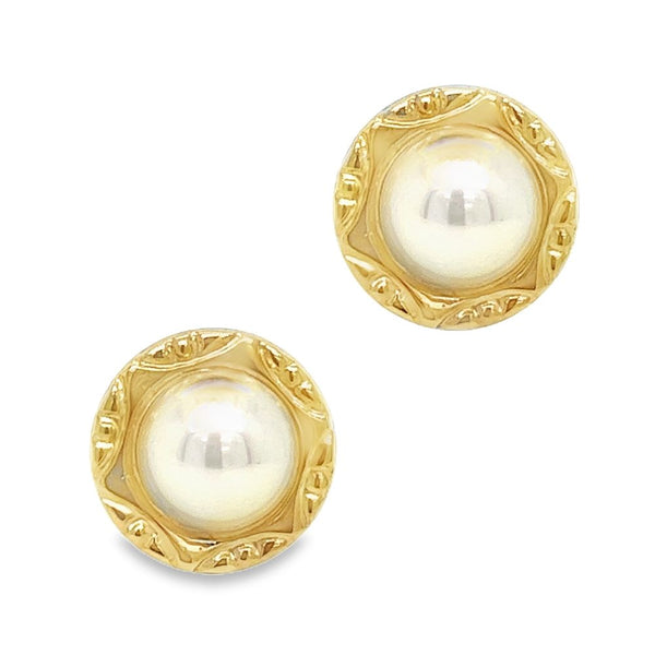 10mm Fresh Water Cultured Pearl 9ct Gold Surround Earring