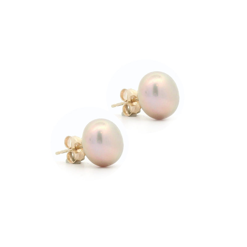 Fresh Water Cultured Pearl Button Earring 9ct Gold side