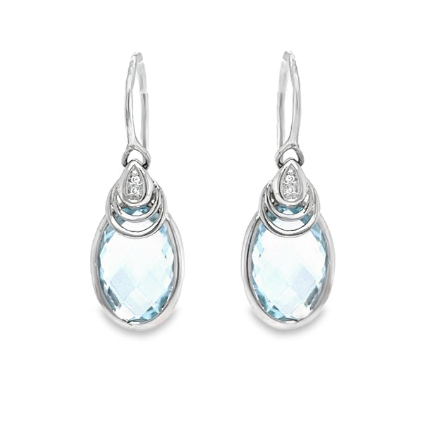 9ct White Gold Aquamarine & Diamond Earrings