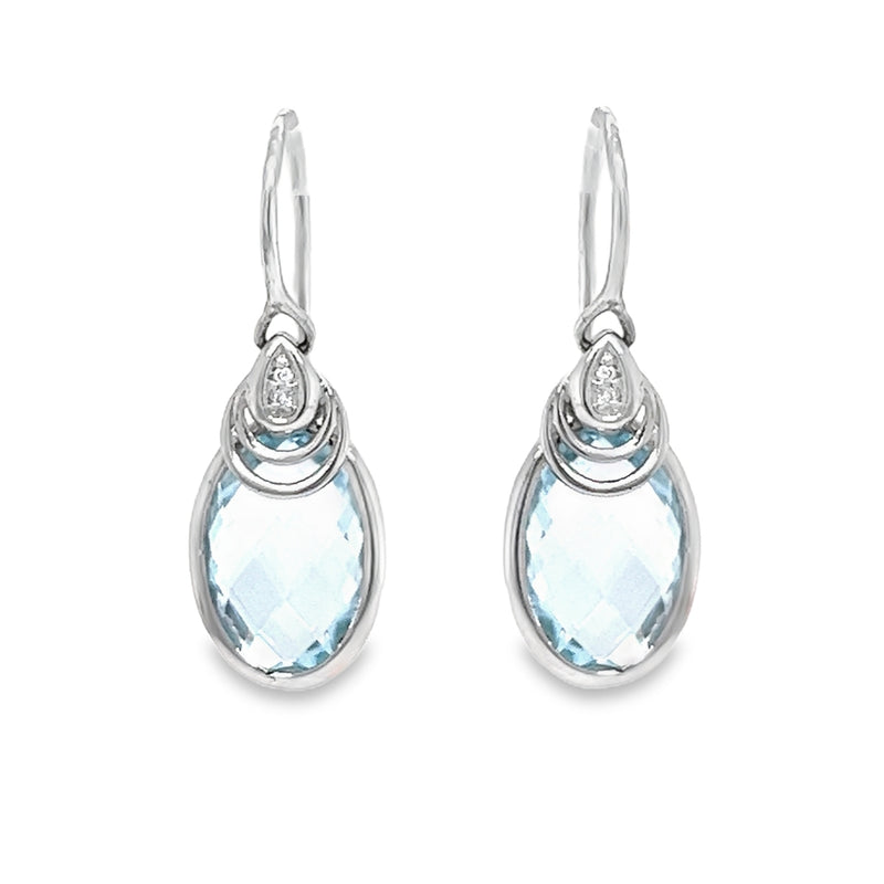 9ct White Gold Aquamarine & Diamond Earrings