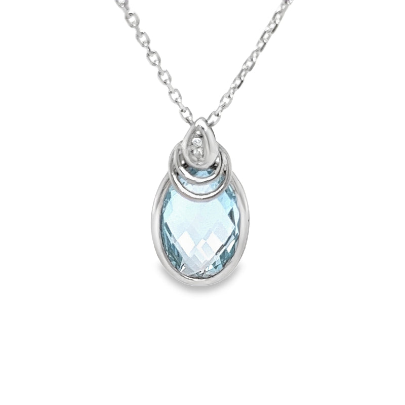 9ct White Gold Aquamarine & Diamond Necklace