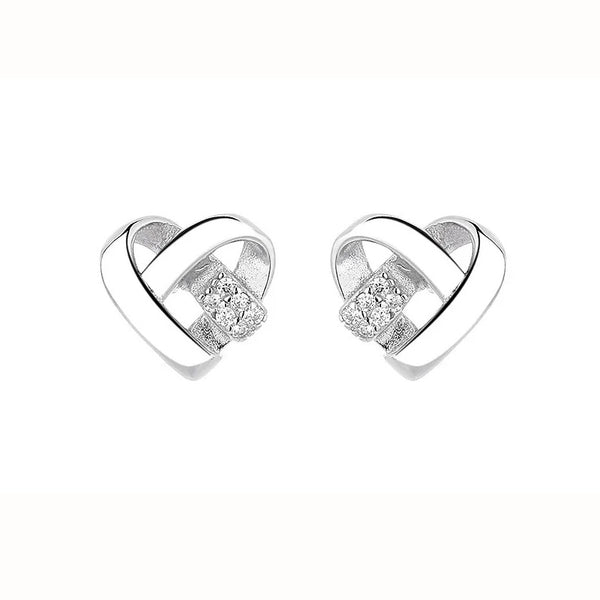 Sterling CZ Heart Knot Earrings