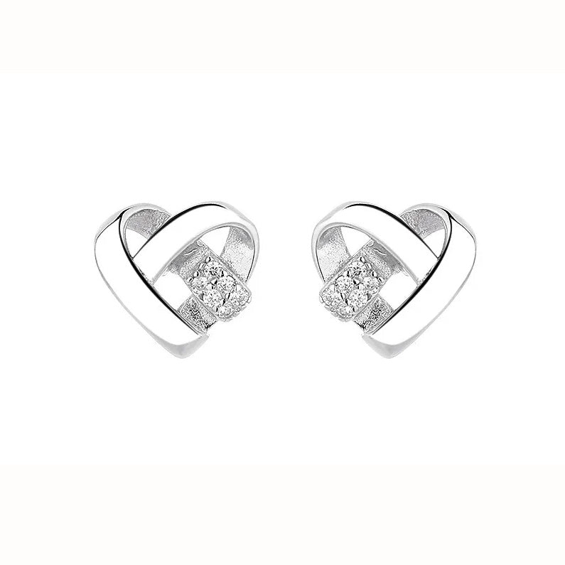 Sterling CZ Heart Knot Earrings