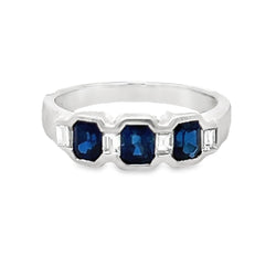 Sapphire & Diamond 3 Stone Ring Platinum