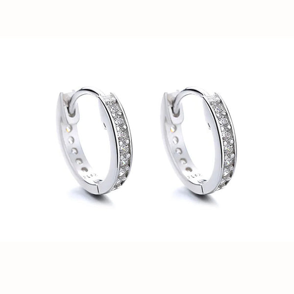 Sterling Silver CZ 14mm Huggy Hoop Earrings