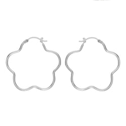 Sterling Silver 35mm Daisy Hoop Earrings