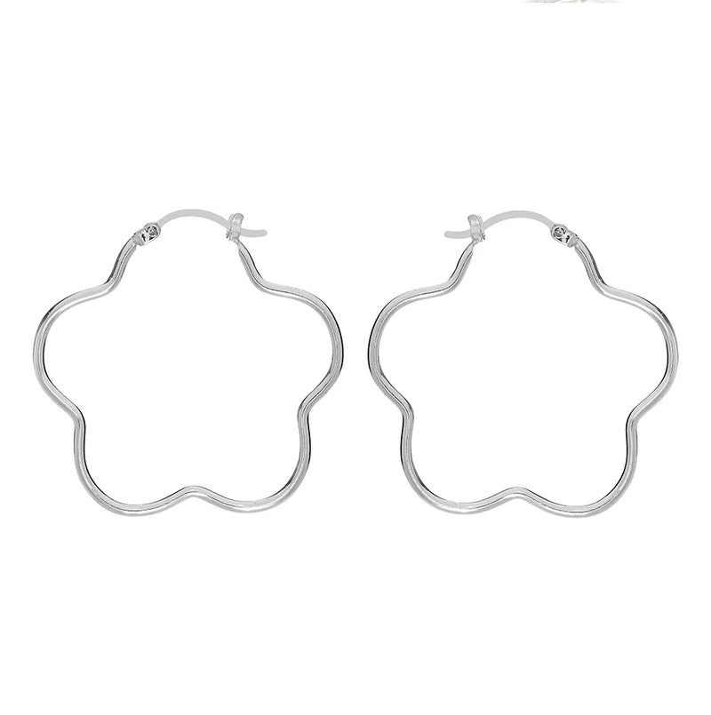 Sterling Silver 35mm Daisy Hoop Earrings