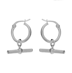 Sterling Silver 12mm T Bar Hoop Earrings