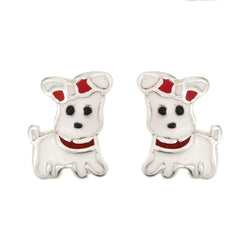 Sterling Silver Dog Stud Children's Earrings