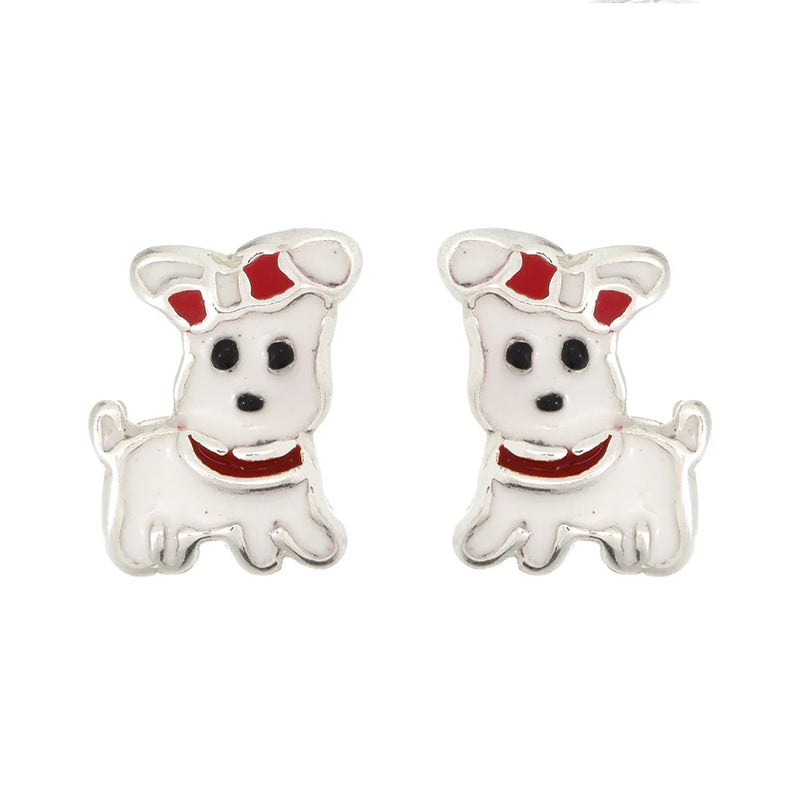 Sterling Silver Dog Stud Children's Earrings