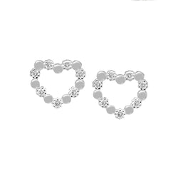 Silver Bubble Open Heart CZ Earrings