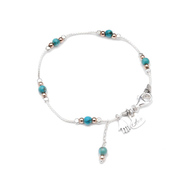 Aviv Silver & Turquoise Bead Bracelet