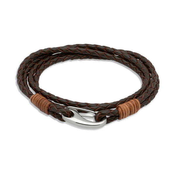 Unique & Co Men's Brown Leather Bracelet B178LB