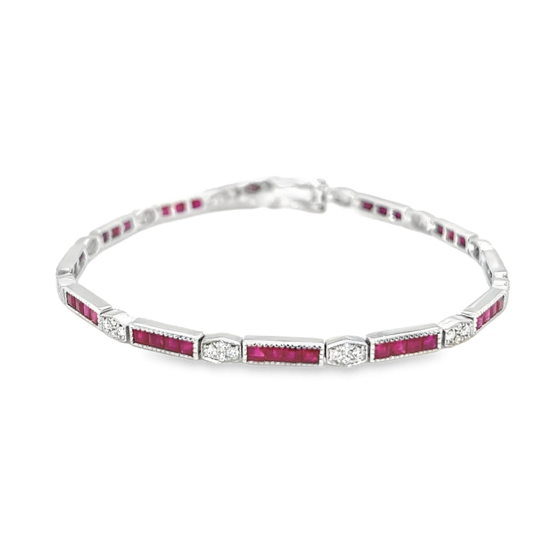 18ct White Gold Ruby & Diamond Bracelet