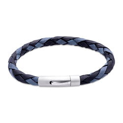 Unique & Co Men's Black & Blue Leather Bracelet B531BAB