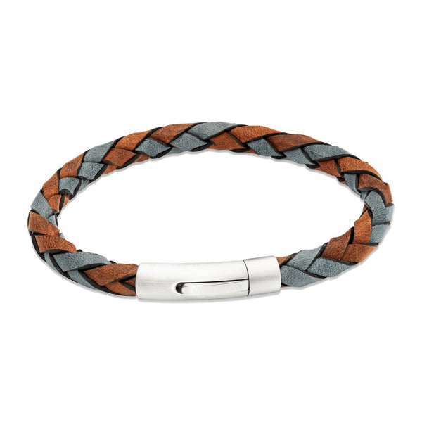 Unique & Co Men's Brown & Navy Leather Bracelet B544DAB