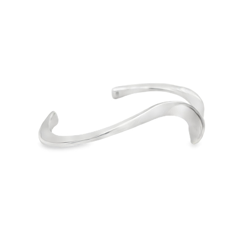 Sterling Silver Curved Torque Bangle side