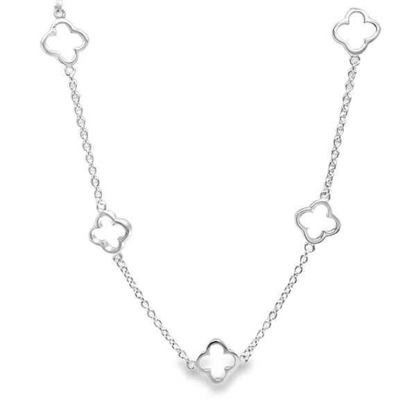 Silver Open Clover Necklace