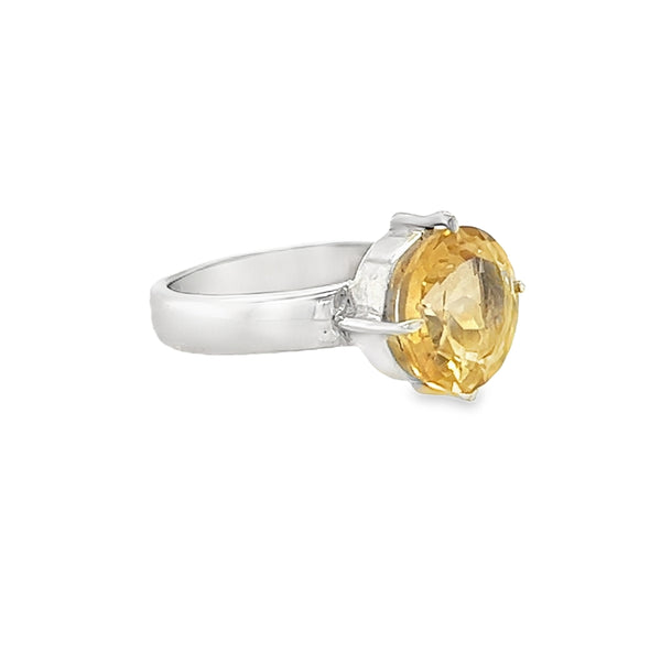 Sterling Silver Round Citrine Ring SIDE