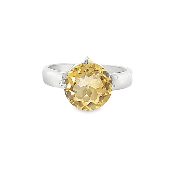 Sterling Silver Round Citrine Ring