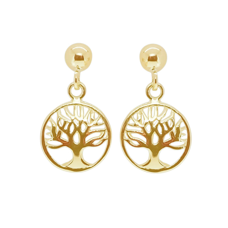 9ct Yellow Gold Tree of Life Drop Earrings