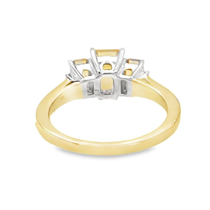 3 Stone Citrine & Diamond 9ct Yellow Gold Ring REAR