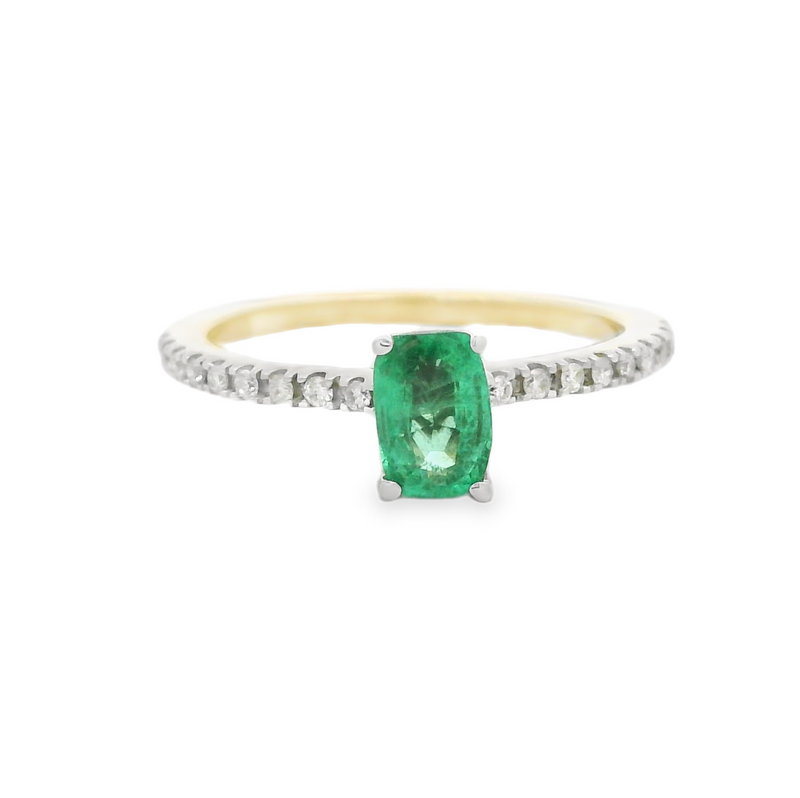 Oval Emerald & Diamond Ring 9ct Gold